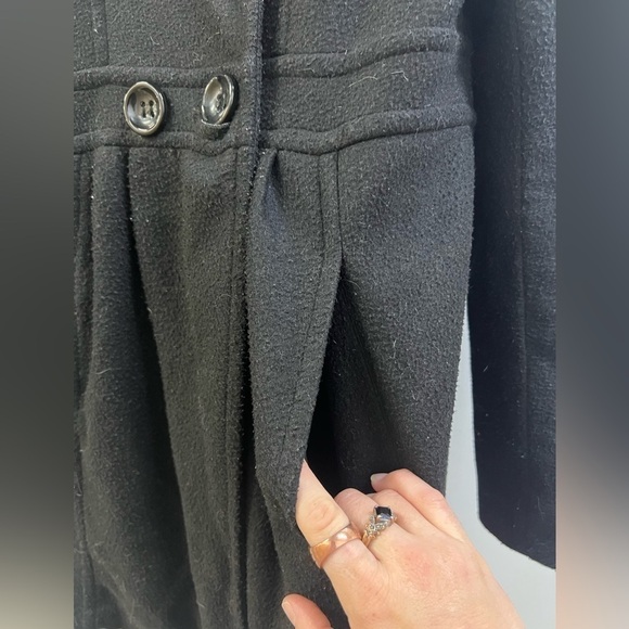 C’est Toi USA Authentic Brand 3/4 Sleeve Black Pea Coat - Picture 2 of 4